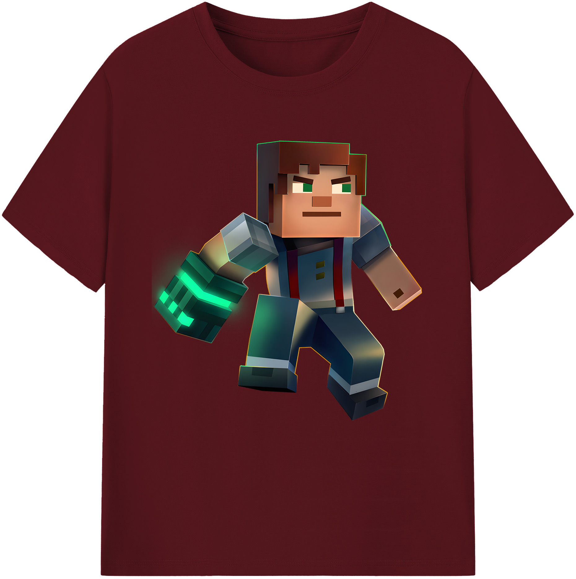（画像用） マインクラフト ブロックの世界 Minecraft MC Block world 綿100％半袖Tシャツ（フロントプリント）